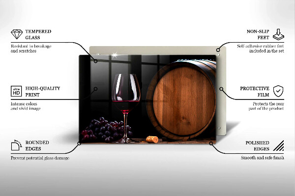 Üveg vágódeszka Hordós borospohár