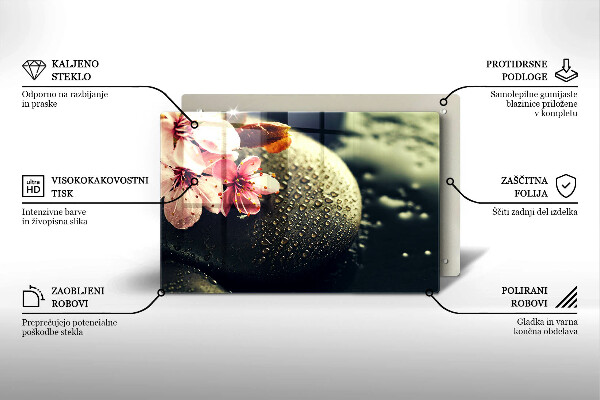 Üveg vágódeszka Virágok zen kövek