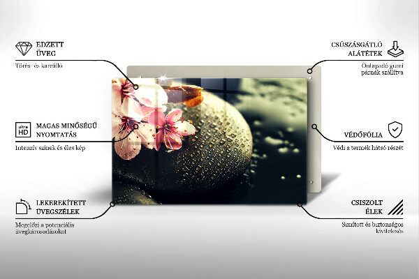 Üveg vágódeszka Virágok zen kövek