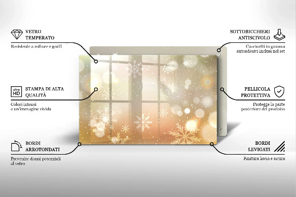 Üveg vágódeszka Hópelyhek