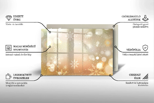 Üveg vágódeszka Hópelyhek