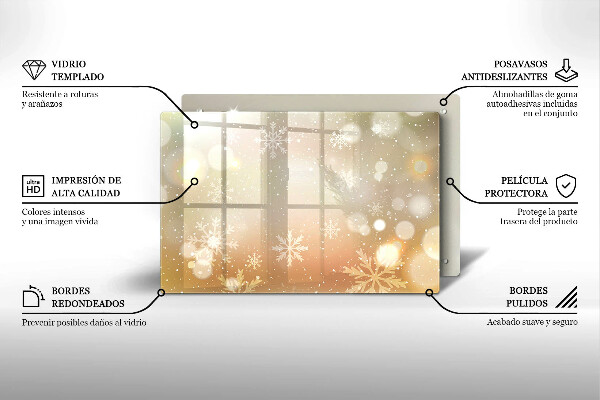 Üveg vágódeszka Hópelyhek