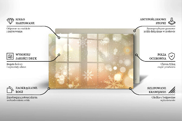 Üveg vágódeszka Hópelyhek