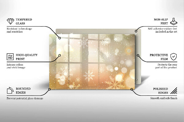 Üveg vágódeszka Hópelyhek