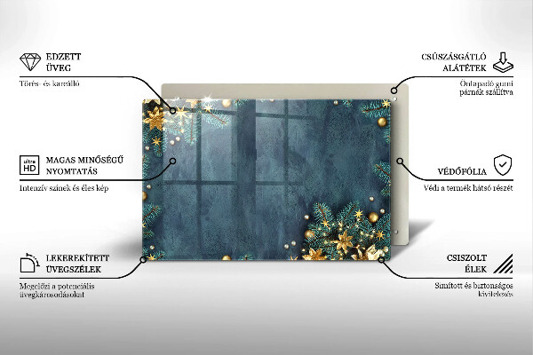 Üveg vágódeszka karácsonyi díszek