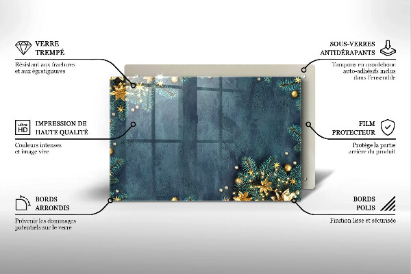 Üveg vágódeszka karácsonyi díszek