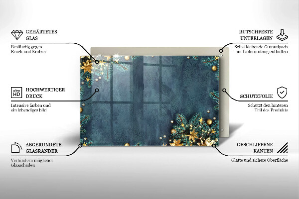 Üveg vágódeszka karácsonyi díszek