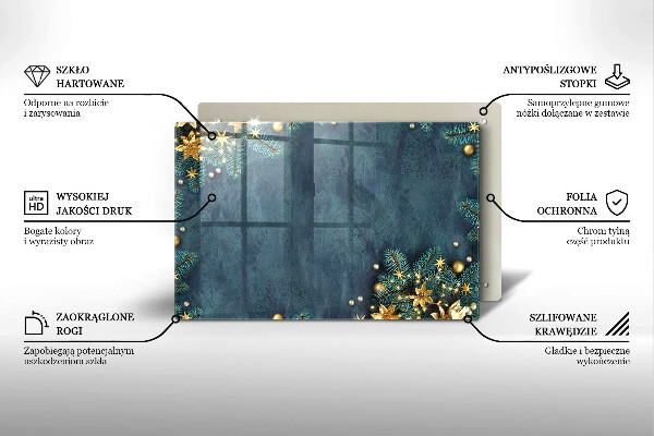 Üveg vágódeszka karácsonyi díszek