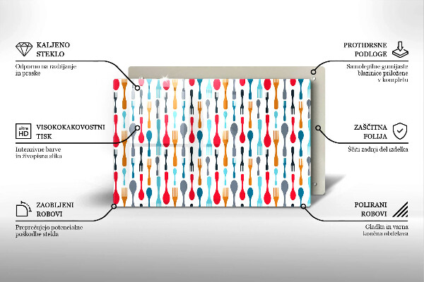 Üveg vágódeszka Kanál illusztráció