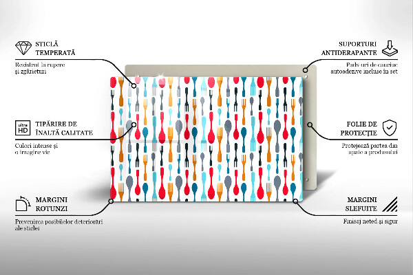Üveg vágódeszka Kanál illusztráció