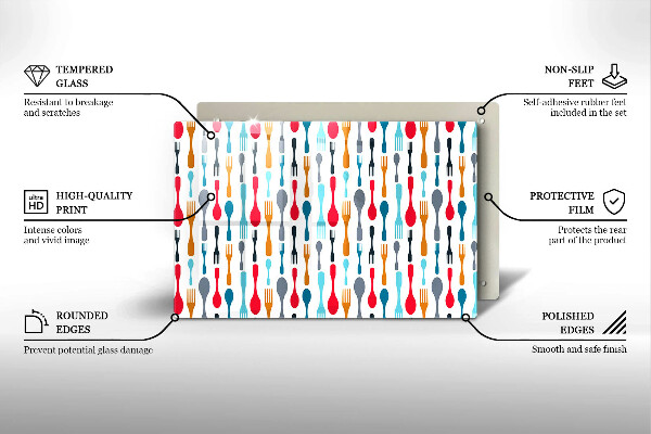 Üveg vágódeszka Kanál illusztráció