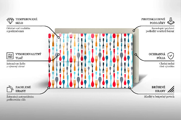Üveg vágódeszka Kanál illusztráció