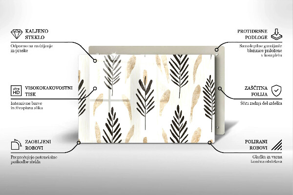 Üveg vágódeszka Boho növények