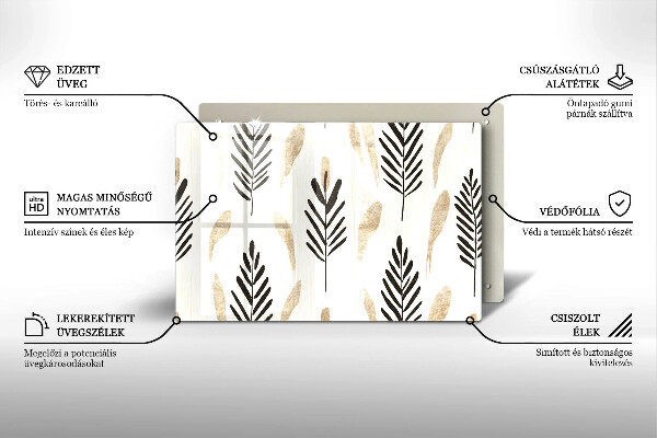 Üveg vágódeszka Boho növények