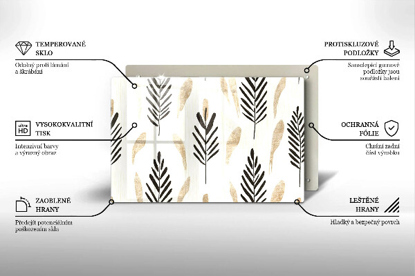 Üveg vágódeszka Boho növények