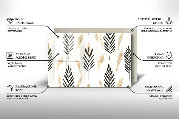 Üveg vágódeszka Boho növények