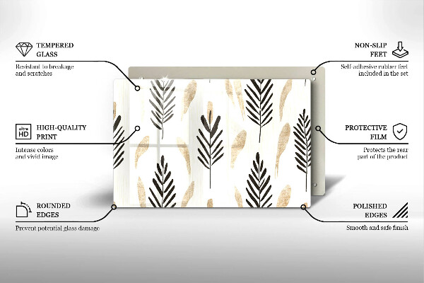 Üveg vágódeszka Boho növények