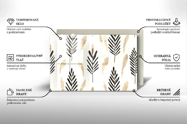 Üveg vágódeszka Boho növények