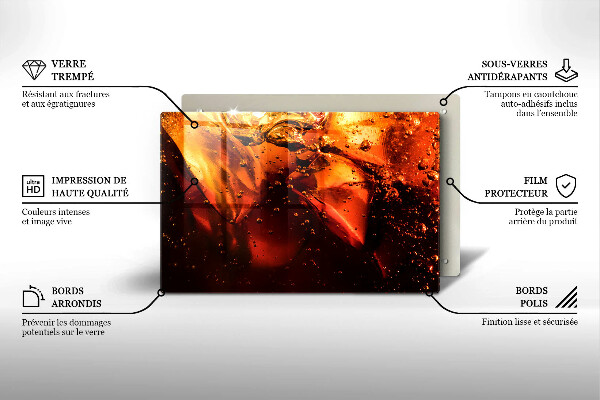 Üveg vágódeszka Cola ital jéggel