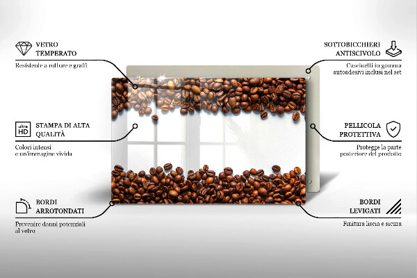 Üveg vágódeszka Kávébab