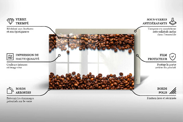 Üveg vágódeszka Kávébab