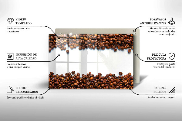 Üveg vágódeszka Kávébab