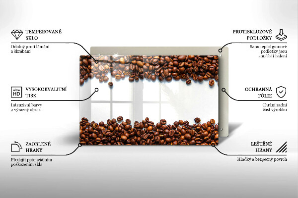 Üveg vágódeszka Kávébab