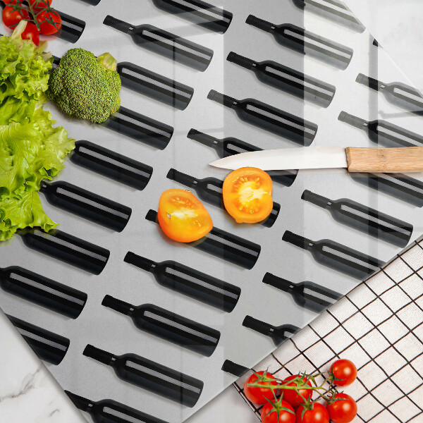 Üveg vágódeszka Fekete borosüvegek