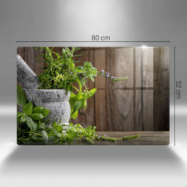 Üveg vágódeszka Zöld gyógynövények