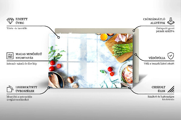 Üveg vágódeszka Hozzávalók a konyhában