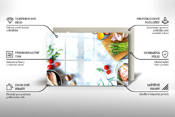 Üveg vágódeszka Hozzávalók a konyhában