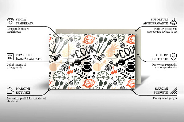 Üveg vágódeszka Rajzfilm konyhai motívum