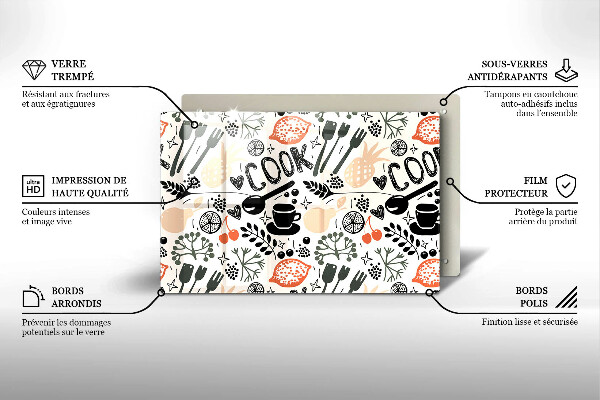 Üveg vágódeszka Rajzfilm konyhai motívum