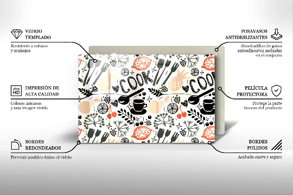 Üveg vágódeszka Rajzfilm konyhai motívum