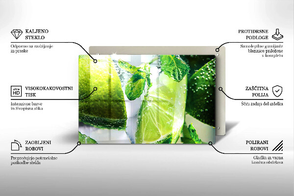 Üveg vágódeszka Víz mésszel és jéggel