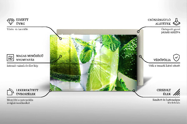 Üveg vágódeszka Víz mésszel és jéggel