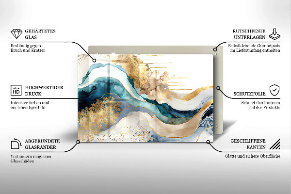 Üveg vágódeszka Színes márvány