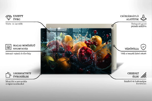 Üveg vágódeszka Gyümölcsök vízben