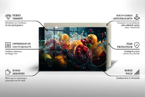 Üveg vágódeszka Gyümölcsök vízben