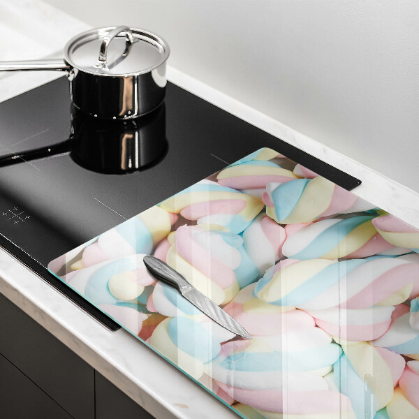 Üveg vágódeszka Színes mályvacukor