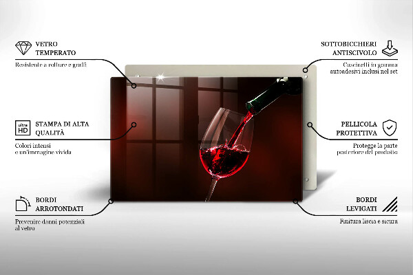 Üveg vágódeszka Egy pohár bor