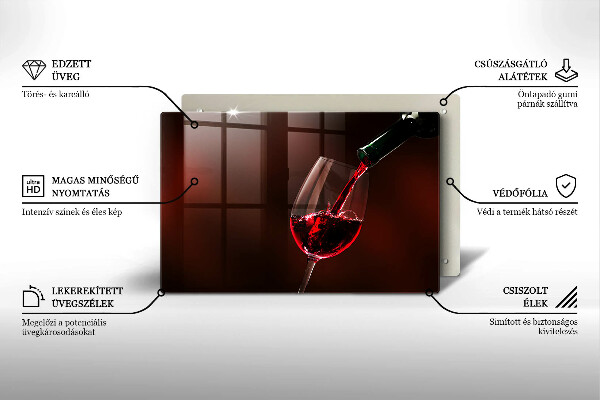 Üveg vágódeszka Egy pohár bor