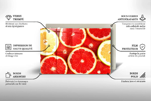 Üveg vágódeszka Grapefruit szeletek