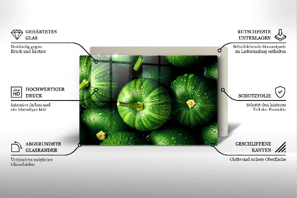 Üveg vágódeszka Zöld sütőtök