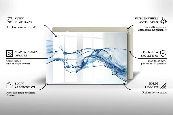 Üveg vágódeszka Kristályvíz