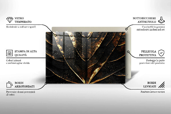 Üveg vágódeszka Aranylemez