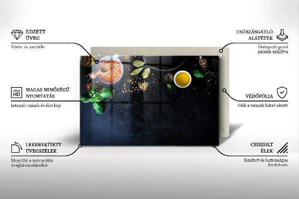 Üveg vágódeszka Fűszertálak