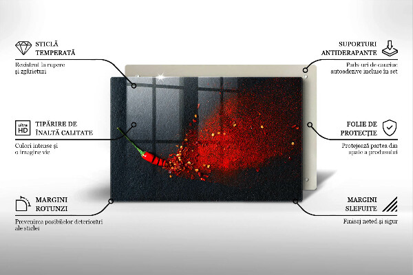 Üveg vágódeszka Csili paprika