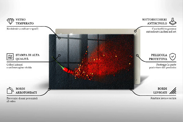 Üveg vágódeszka Csili paprika