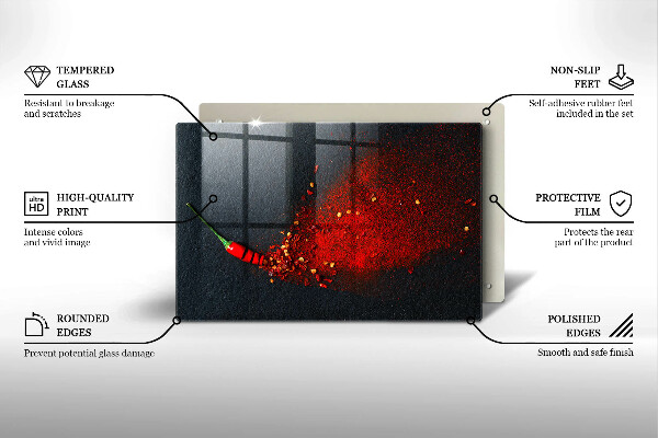 Üveg vágódeszka Csili paprika